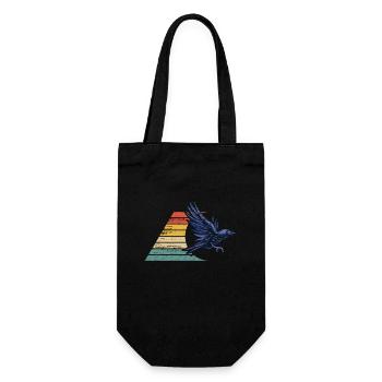 Rabe Krähe Retro Vintage - Geschenkbeutel für Flaschen - Schwarz - Vorne