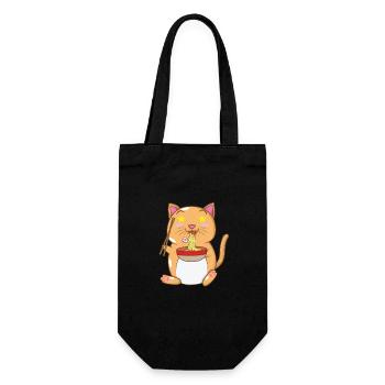 chat japonais mange des nouilles ramen - Sac à bouteille - noir - Devant