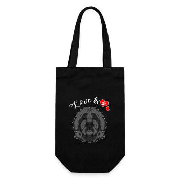 Love Portuguese Water Dog Dog Owner Paw Heart Gift - Gift Bag for Bottles - black - Front