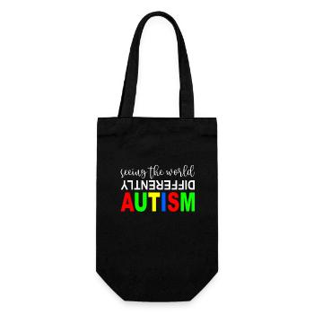 Autist, Autismus - Geschenkbeutel für Flaschen - Schwarz - Vorne