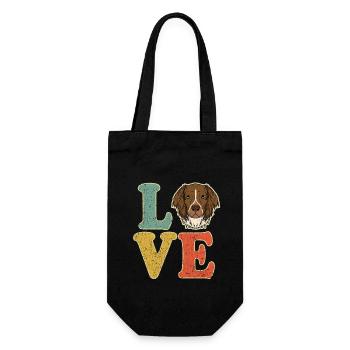 Liebe Münsterländer Hund Geschenk - Geschenkbeutel für Flaschen - Schwarz - Vorne
