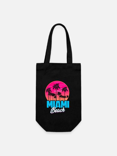 Miami Beach Sommer Urlaub USA 70s Tourist - Geschenkbeutel für Flaschen - Schwarz