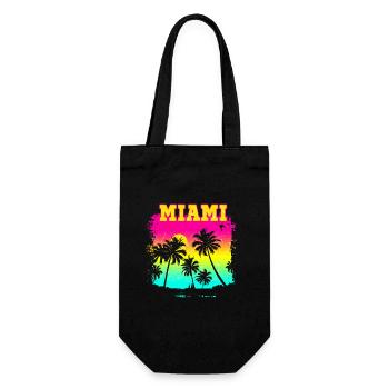 Miami Beach Sommer Urlaub USA 70s Tourist - Geschenkbeutel für Flaschen - Schwarz - Vorne