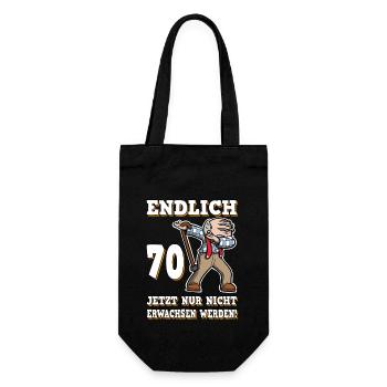 Endlich 70 Geburtstag Dabbing Opa Runder - Geschenkbeutel für Flaschen - Schwarz - Vorne