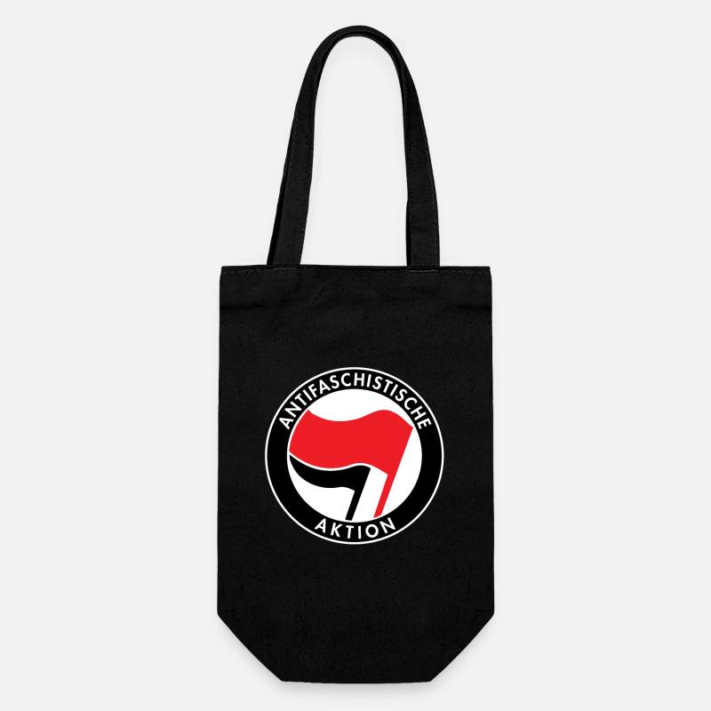 Antifaschistische Aktion, Antifa Logo, Flaggen - Geschenkbeutel für Flaschen - Schwarz