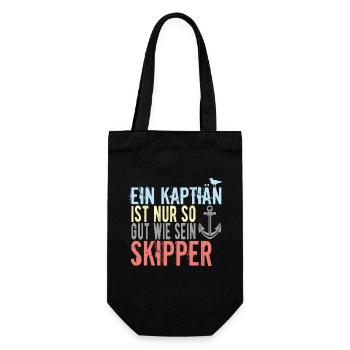 Skipper Sprüche - Geschenkbeutel für Flaschen - Schwarz - Vorne
