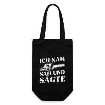 Ich kam sah und sägte - Geschenkbeutel für Flaschen - Schwarz - Vorne
