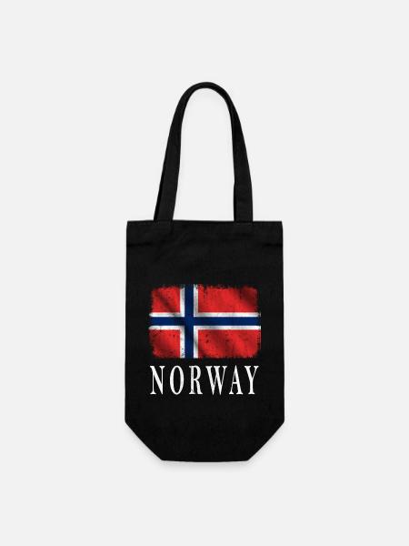 Norway Flag,Norwegen Fahne Vintage - Geschenkbeutel für Flaschen - Schwarz