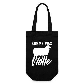 KOMME WAS WOLLE Design Stricken Garn Geschenk - Geschenkbeutel für Flaschen - Schwarz - Vorne