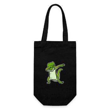 Lustiges Dabbing Gecko Eidechse Geschenk - Geschenkbeutel für Flaschen - Schwarz - Vorne
