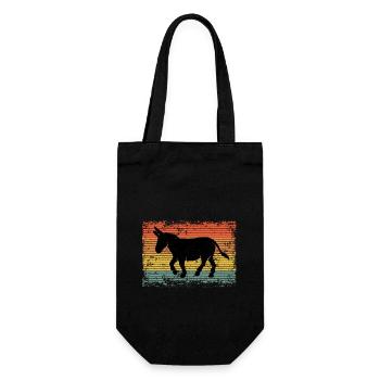 Vintage Esel Maultier Tier Geschenk - Geschenkbeutel für Flaschen - Schwarz - Vorne
