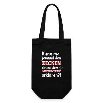 Lustiges Zecken haben Kontaktverbot Spaß Tshirt - Geschenkbeutel für Flaschen - Schwarz - Vorne