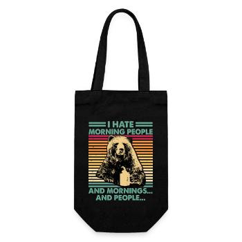 i dont like morning people bear coffee - Gift Bag for Bottles - black - Front