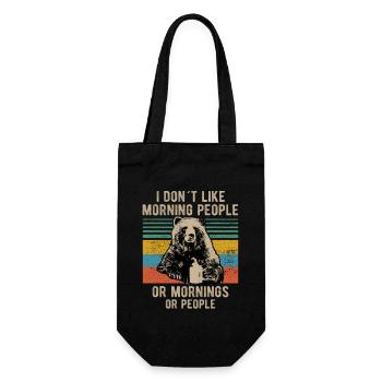 i hate morning people or mornings bear coffee - Gift Bag for Bottles - black - Front