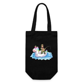 Fishing unicorn flotation rubber boat angler - Gift Bag for Bottles - black - Front
