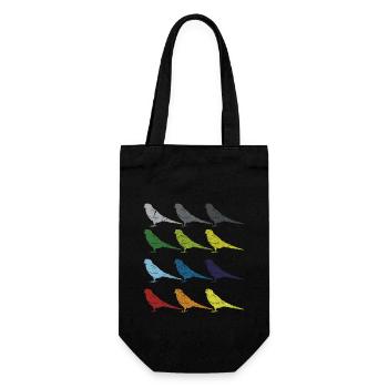 Neon Pop Art Retro Wellensittich Papagei Geschenk - Geschenkbeutel für Flaschen - Schwarz - Vorne