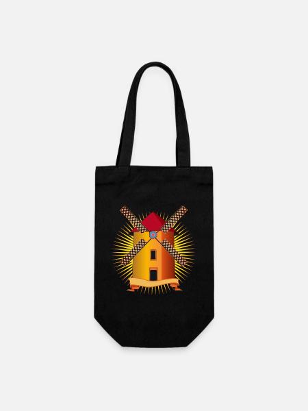 moulin à vent doré avec un fond brillant - Sac à bouteille - noir