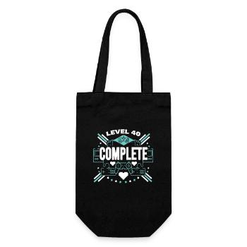 40 Geburtstag Gamer Level Complete 40 - Geschenkbeutel für Flaschen - Schwarz - Vorne