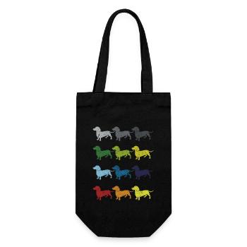 Neon Pop Art Retro Dachshund Dackel Hund Geschenk - Geschenkbeutel für Flaschen - Schwarz - Vorne