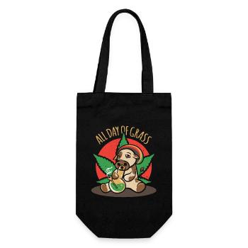 A farm cow with a bong smokes grass - Gift Bag for Bottles - black - Front