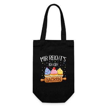 Mir reichts ich geh backen Naschkatze Hobbybäcker - Geschenkbeutel für Flaschen - Schwarz - Vorne
