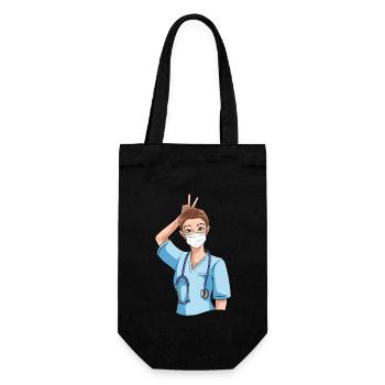Lustige Krankenschwester mit Humor - Geschenkbeutel für Flaschen - Schwarz - Vorne