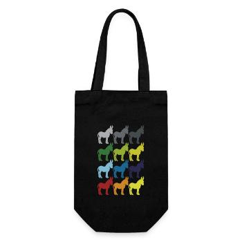 Neon Pop Art Retro Esel Maultier Tier Geschenkidee - Geschenkbeutel für Flaschen - Schwarz - Vorne