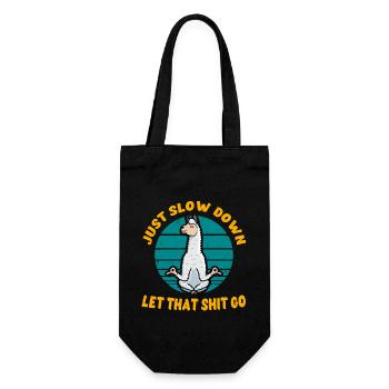 Faultier Yoga Just Slow Down Let that Shit Go lama - Geschenkbeutel für Flaschen - Schwarz - Vorne