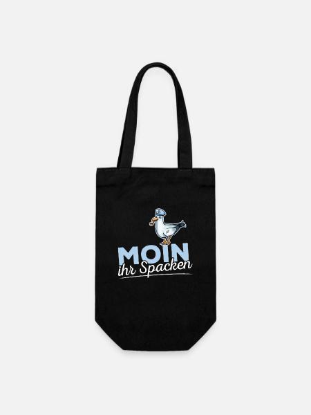 Moin Ihr Spacken witziges Norddeutsches Geschenk - Geschenkbeutel für Flaschen - Schwarz