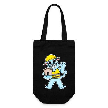 Builder cat topping house building gift - Gift Bag for Bottles - black - Front
