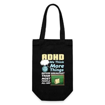 ADHD We Think More Things Before Breakfast Than - Geschenkbeutel für Flaschen - Schwarz - Vorne