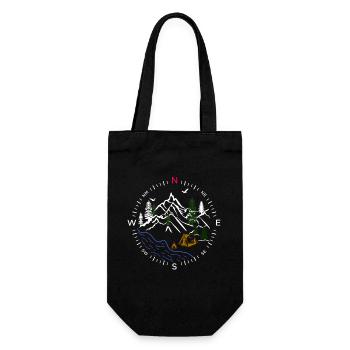 Forest forest compass river camping tent woods nature - Gift Bag for Bottles - black - Front