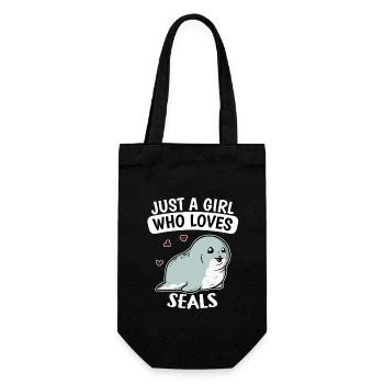 Just A Girl Who Loves Seals Lustiges Robben Kostüm - Geschenkbeutel für Flaschen - Schwarz - Vorne