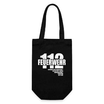 112 Feuerwehr Ehrenamt aus Leidenschaft 24/7/365 - Geschenkbeutel für Flaschen - Schwarz - Vorne