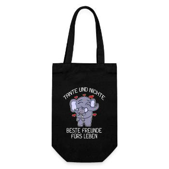 Tante und Nichte Bindung Beste Freunde Elefanten - Geschenkbeutel für Flaschen - Schwarz - Vorne