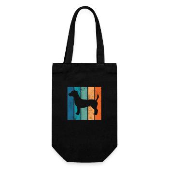 Jack Russel Terrier Hund Hundeliebe Retro Geschenk - Geschenkbeutel für Flaschen - Schwarz - Vorne