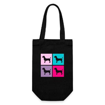 Jack Russel Hund Terrier Retro Geschenk - Geschenkbeutel für Flaschen - Schwarz - Vorne