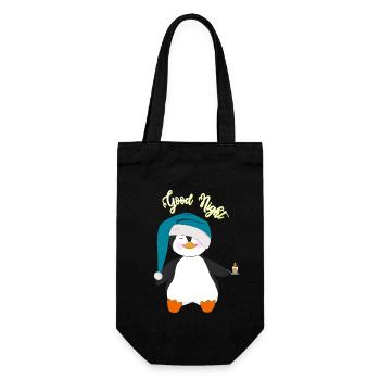 Pinguin Good Night - Geschenkbeutel für Flaschen - Schwarz - Vorne
