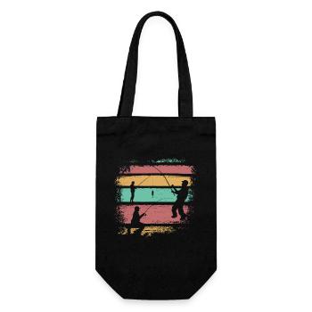 Angeln Vintage Retro - Geschenkbeutel für Flaschen - Schwarz - Vorne