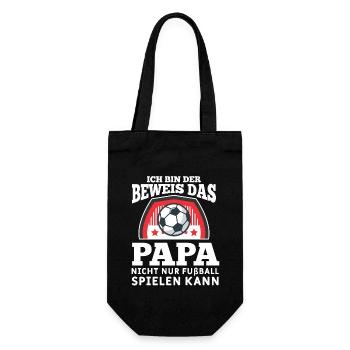 Fußball Papa Sohn Kinder Kind Baby Vater Fußballer - Geschenkbeutel für Flaschen - Schwarz - Vorne