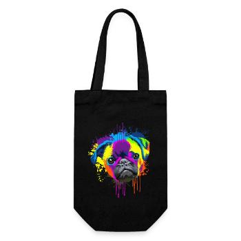 Splash Art Mops chien chien cadeau - Sac à bouteille - noir - Devant