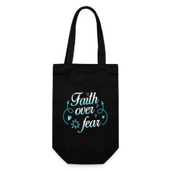 Faith over fear - Gift Bag for Bottles - black - Front