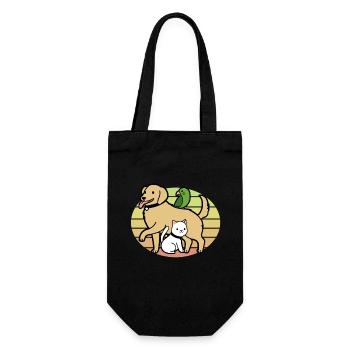 Chien chat perroquet coucher de soleil - Sac à bouteille - noir - Devant