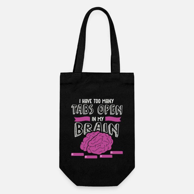 adhd, adhd Brain tabs open, Attention, - Gift Bag for Bottles - black