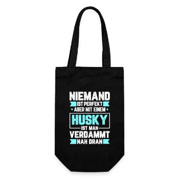 Husky Hunde Schlittenhund Wolf Siberian Geschenk - Geschenkbeutel für Flaschen - Schwarz - Vorne