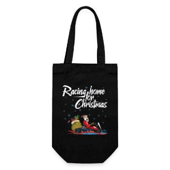Racing home for Christmas Kart Rennfahrer - Geschenkbeutel für Flaschen - Schwarz - Vorne