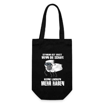 Sturm Ist Erst Wenn Schafe Keine Locken Mehr Haben - Geschenkbeutel für Flaschen - Schwarz - Vorne