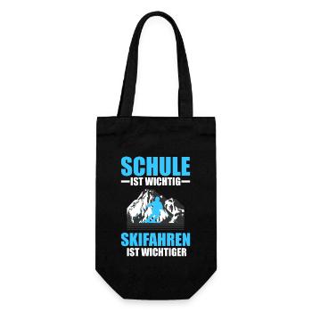 Schule ist wichtig Skifahren ist wichtiger ski - Geschenkbeutel für Flaschen - Schwarz - Vorne