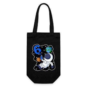 6e anniversaire astronaute cadeau garçon 6 ans - Sac à bouteille - noir - Devant