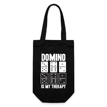 Domino Dominos Spiel Spielen Dominostein Spieler - Geschenkbeutel für Flaschen - Schwarz - Vorne